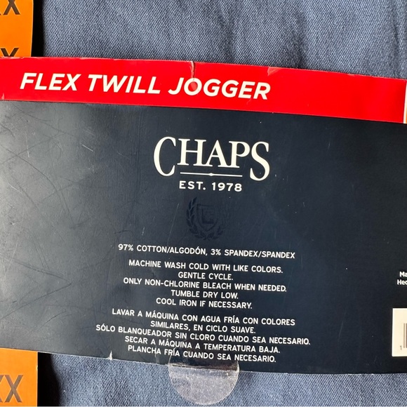 Chaps Men’s Flex Twill Jogger Stretch Adjustable Drawcord Blue XXL Cotton Blend - Picture 6 of 7